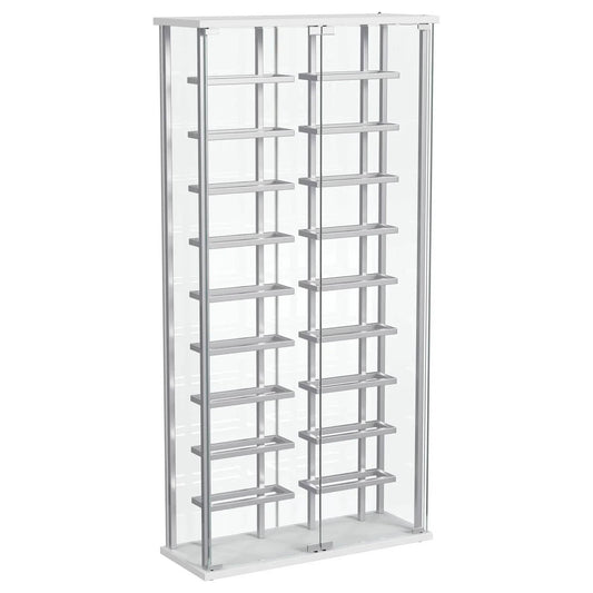 Montara Tempered Glass Wine Storage LED Curio Cabinet Chrome | 31.5 x 11.75 x 64.25 in | Tempered Glass | Home
