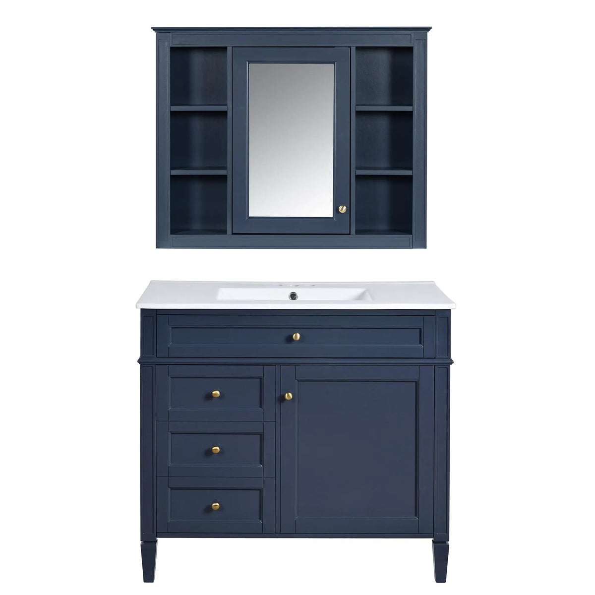 Bathroom Vanity With Mirror Cabinet | Single Sink | Soft Close Doors And Drawers