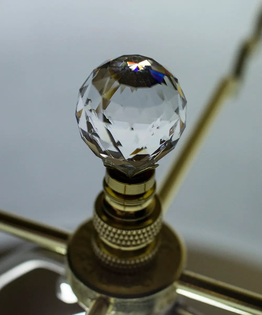 Lamp Finial | Multi Faceted Crystal | Polished Brass | 2 Inch