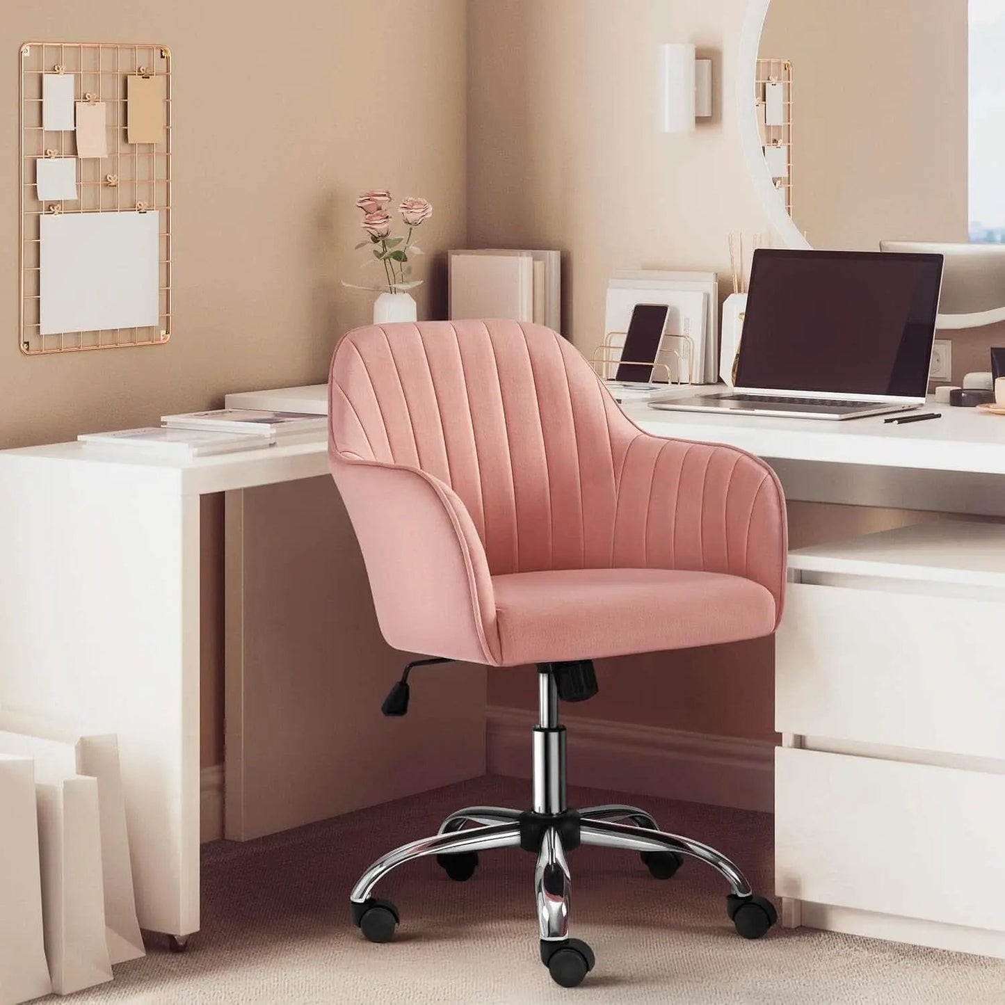 Pink Desk Chair With Adjustable Height For Home Office from PriceLows™