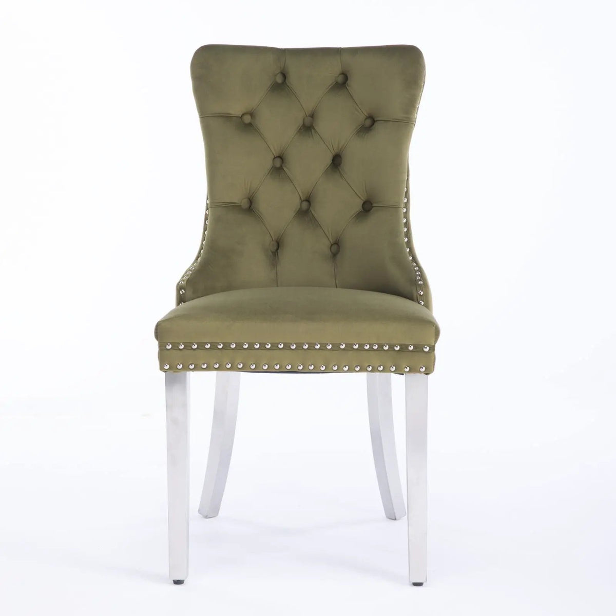 Dining Chair | Tufted Upholstery | Stainless Steel Legs | Set Of 2