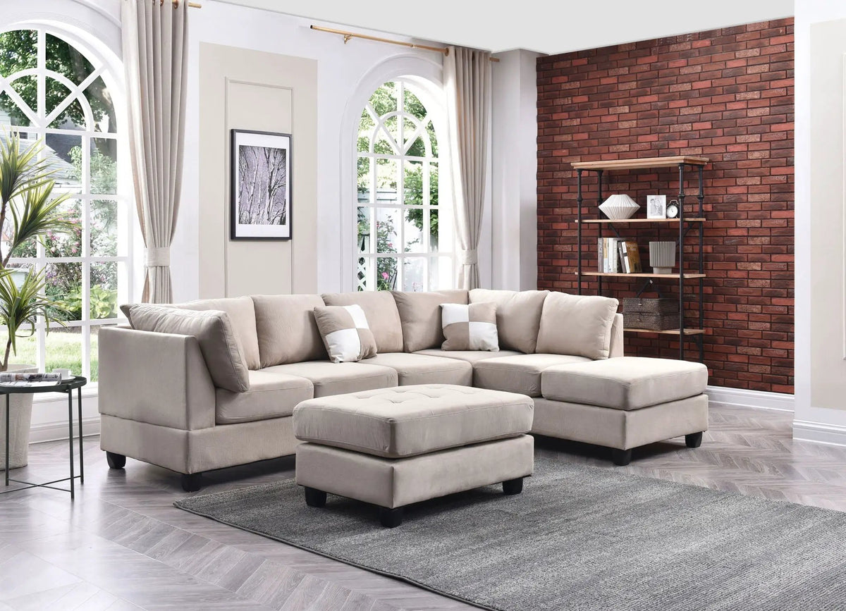 Malone Comfort Sectional | Pocketed Coil And Foam Seating | Removable Backs | 111 Inch Length
