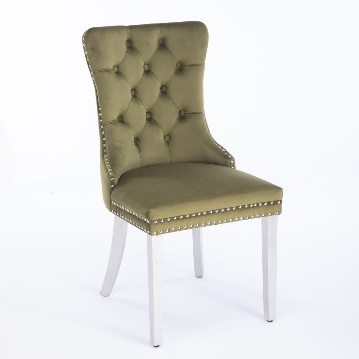 Dining Chair | Tufted Upholstery | Stainless Steel Legs | Set Of 2