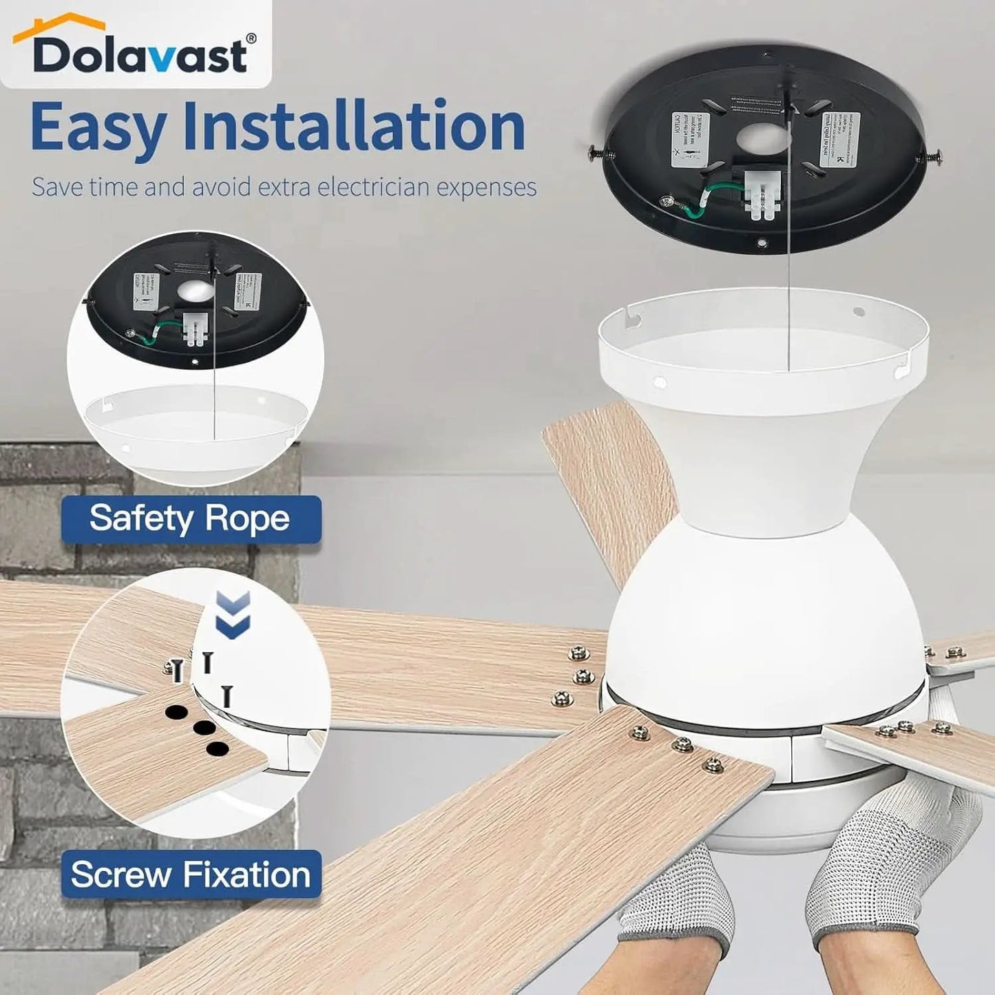 48 Inch White Ceiling Fan With Light And Remote DC Motor from PriceLows™