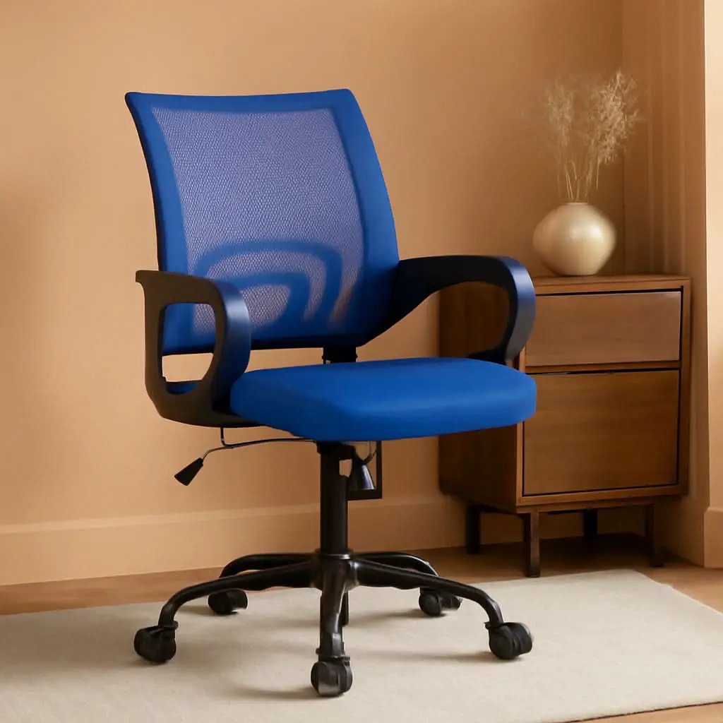 Blue Ergonomic Mesh Office Chair With Lumbar Support from PriceLows™