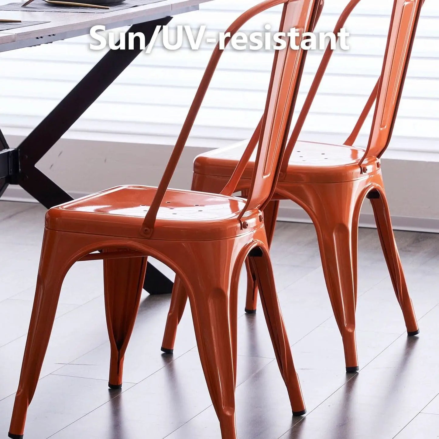 Tolix Style Metal Dining Chair 18 Inch Stackable Outdoor from PriceLows™