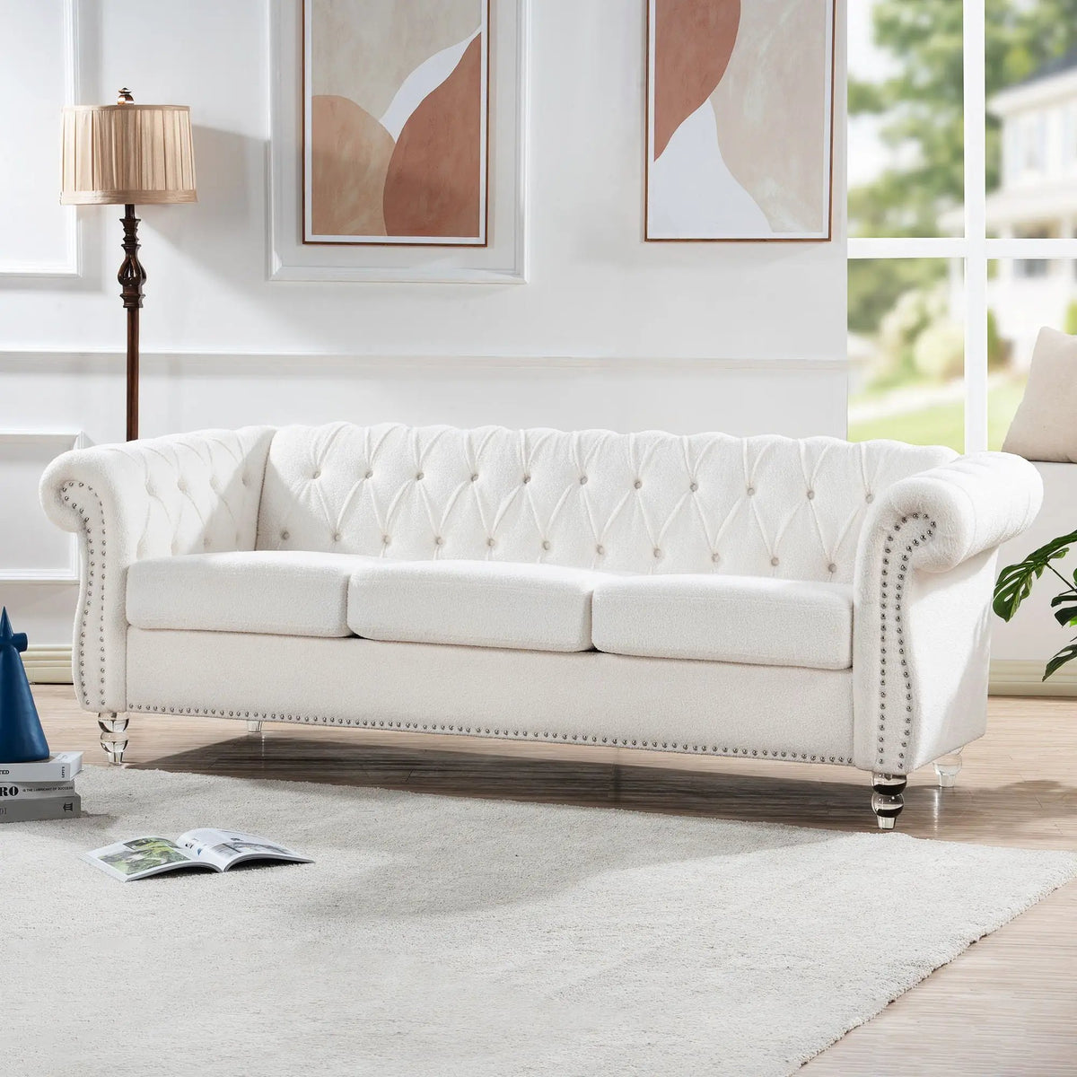 Rolled Arm Chesterfield Sofa | 3 Seater | Staggered Deep Pull Buckles | TB117 Compliant