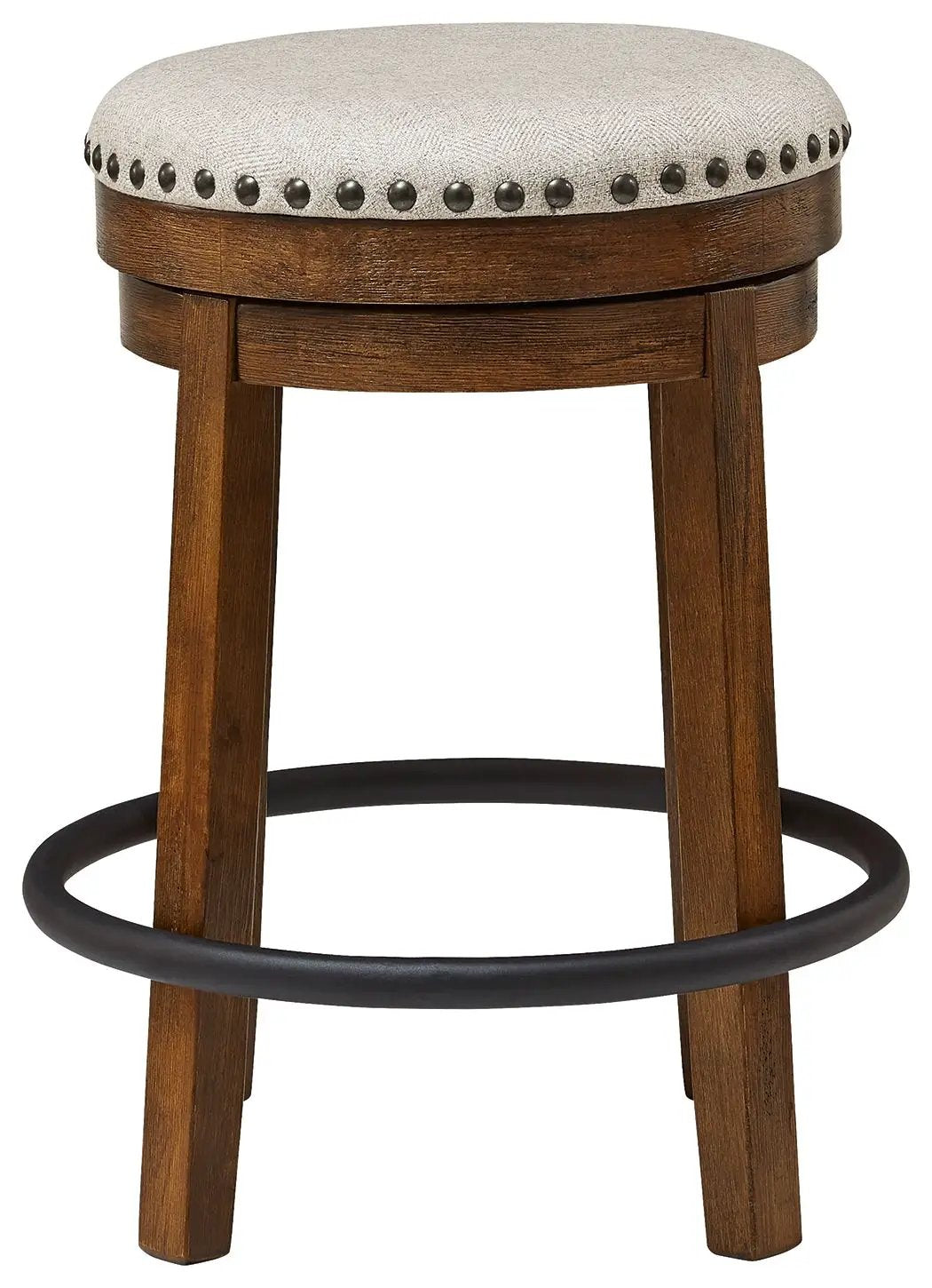 Upholstered Swivel Stool | Nailhead Trim | Cushion Seat
