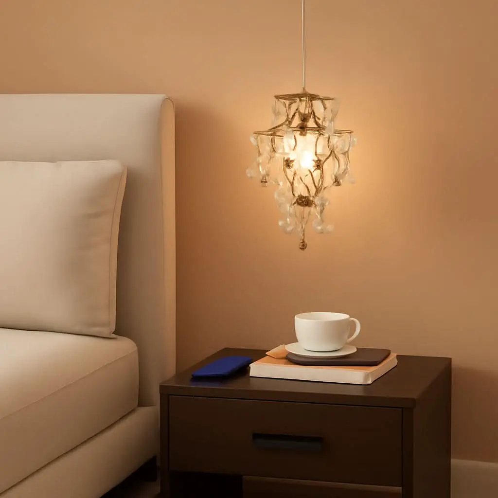 Gold Crystal Mini Chandelier Pendant Light Plug In from PriceLows™