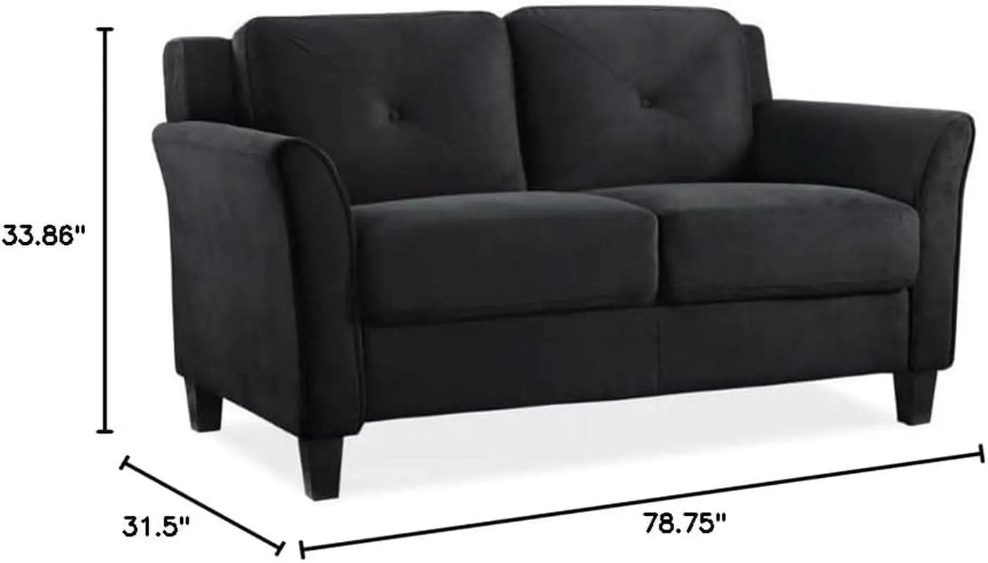 Two Piece Polyester Microfiber Upholstered Sofa Set With 78 Inch Wide Sofa And 56 Inch Wide Loveseat In Black from PriceLows™