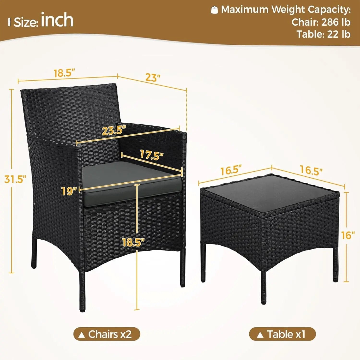 3 Piece Outdoor PE Rattan Wicker Patio Furniture Set With Soft Cushions And Glass Coffee Table from PriceLows™