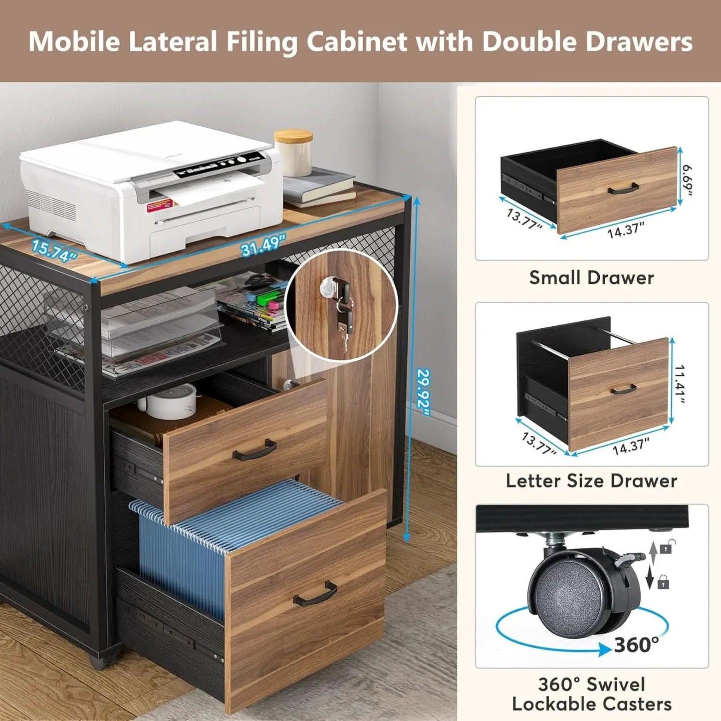 Lockable Lateral File Cabinet With Drawers For Letter Size from PriceLows™