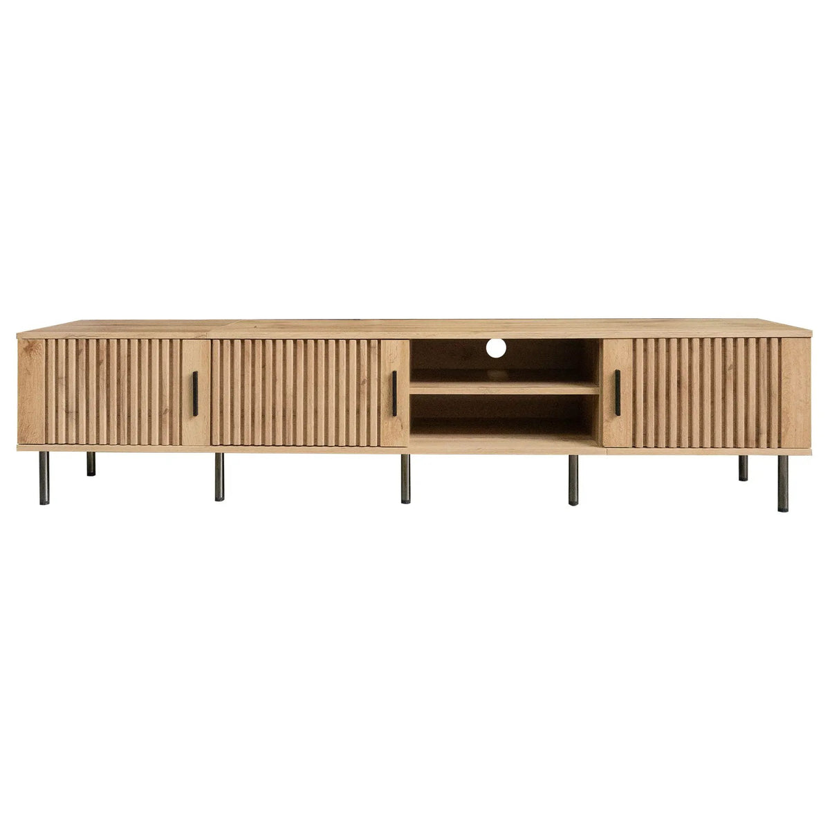 78 Inch TV Stand | Fits TVs Up To 85 Inch | Closed Storage | Vertical Groove Panels