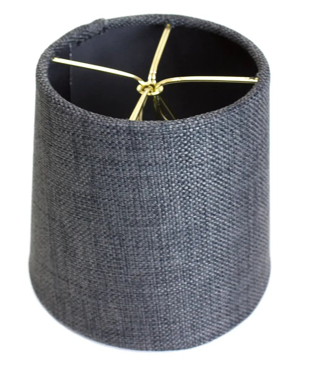 Clip On Drum Shade | 6X5 Inch | Granite Gray Burlap | Set Of 6