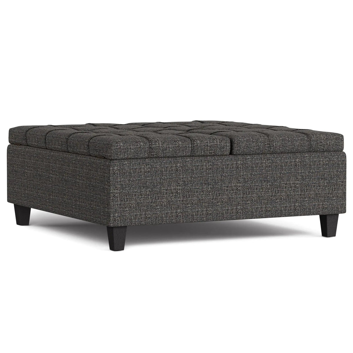 Coffee Table Storage Ottoman | Lift Top Hinge | Solid Wood Base | Large Square