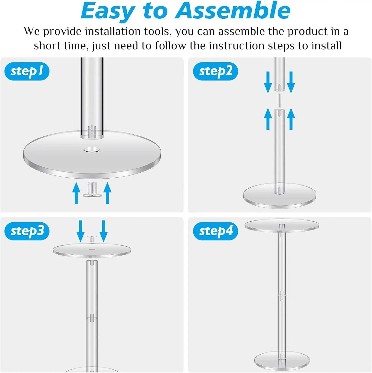 Two Piece Acrylic Side Tables Clear 10x10x24.2Inches from PriceLows™