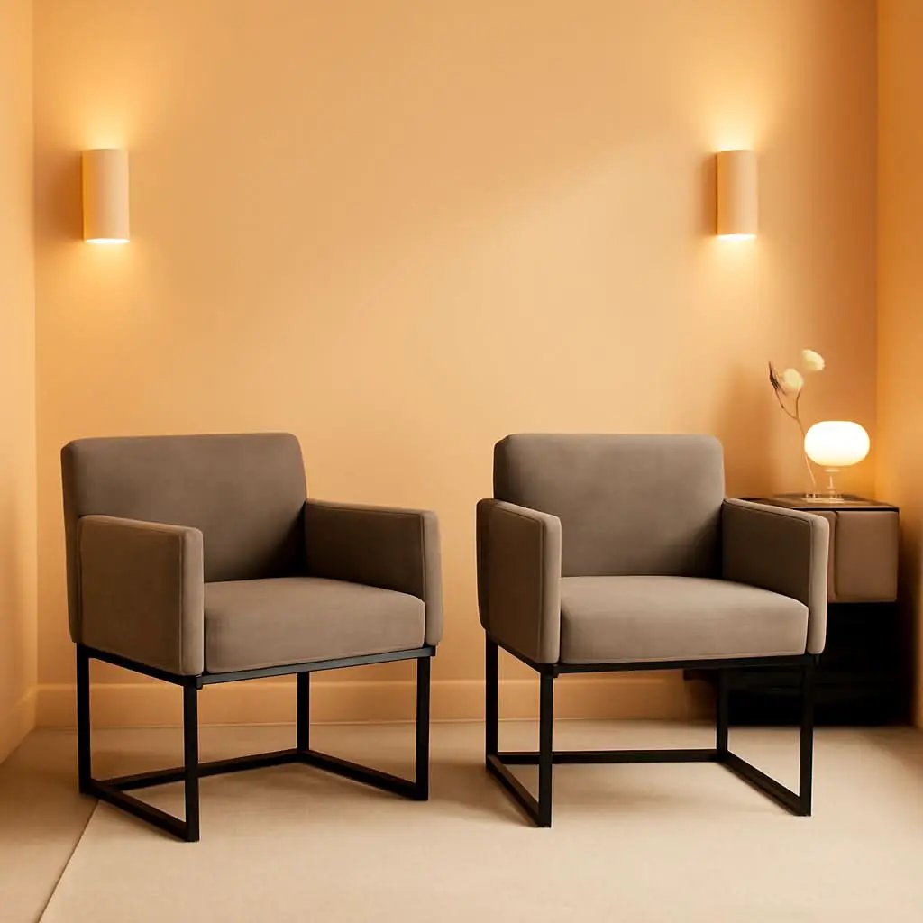 Set Of 4 Grey Upholstered Armchairs With Linen Fabric from PriceLows™