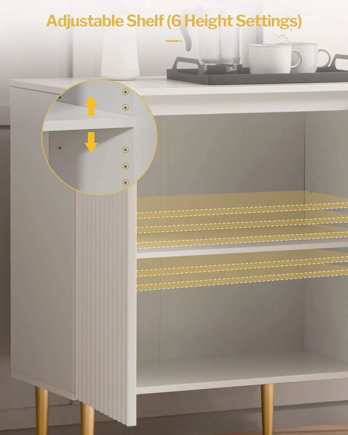 White Fluted Storage Cabinet Set Of 2 Modern Sideboards from PriceLows™