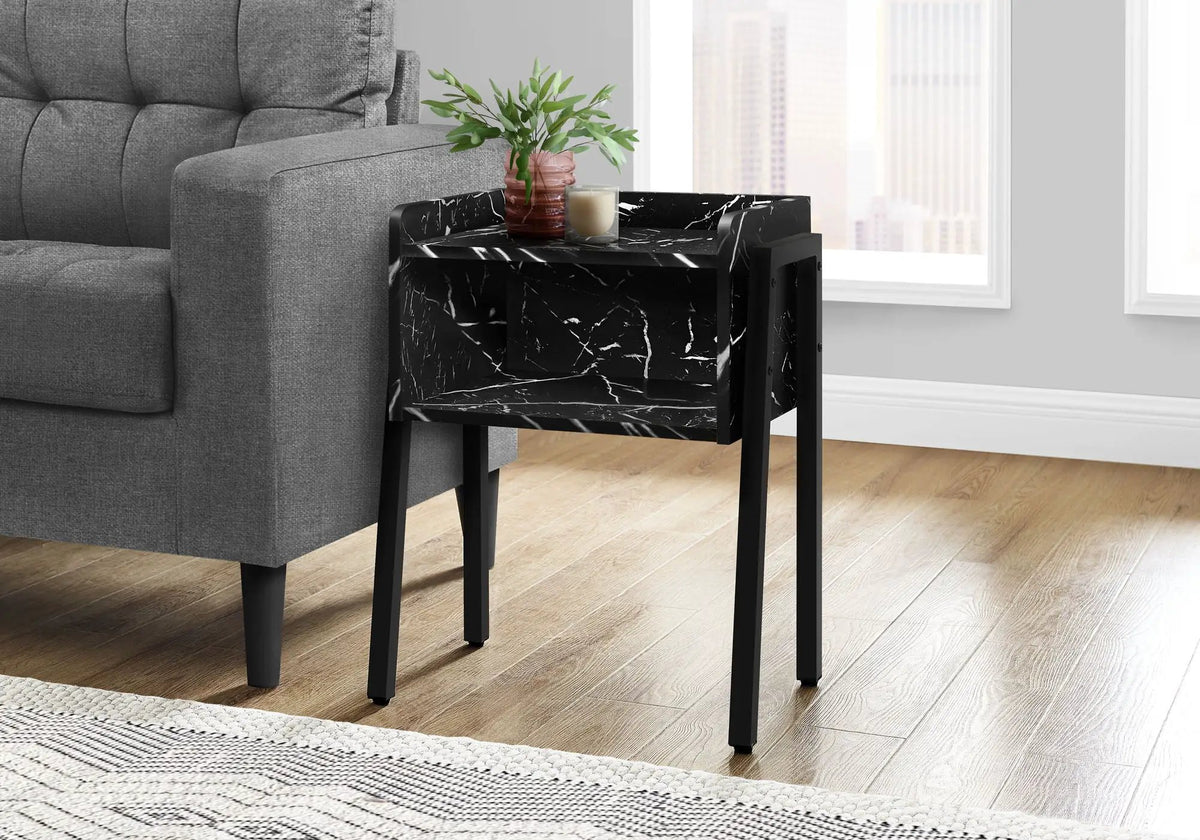 2-Tier Accent Side Table | Rectangular Top | Storage Cubby | Contemporary Design