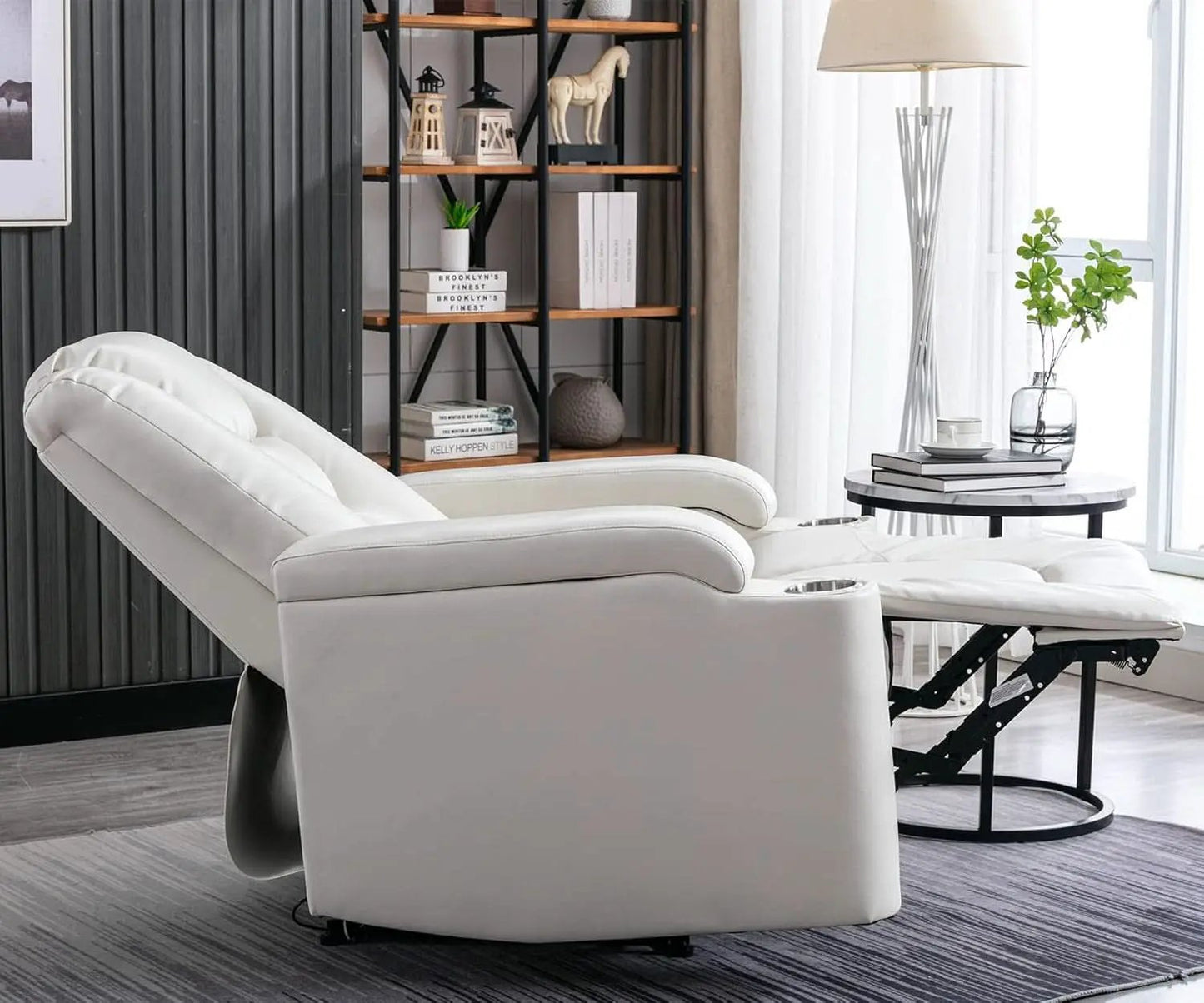 White Power Recliner Chair Set Of 2 With USB Ports from PriceLows™