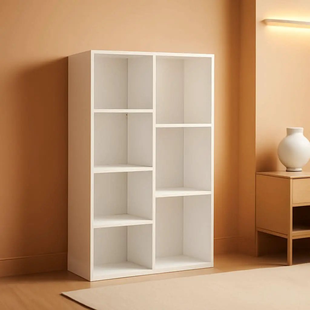 White 7 Cube Organizer Bookcase Storage Shelves Unit from PriceLows™