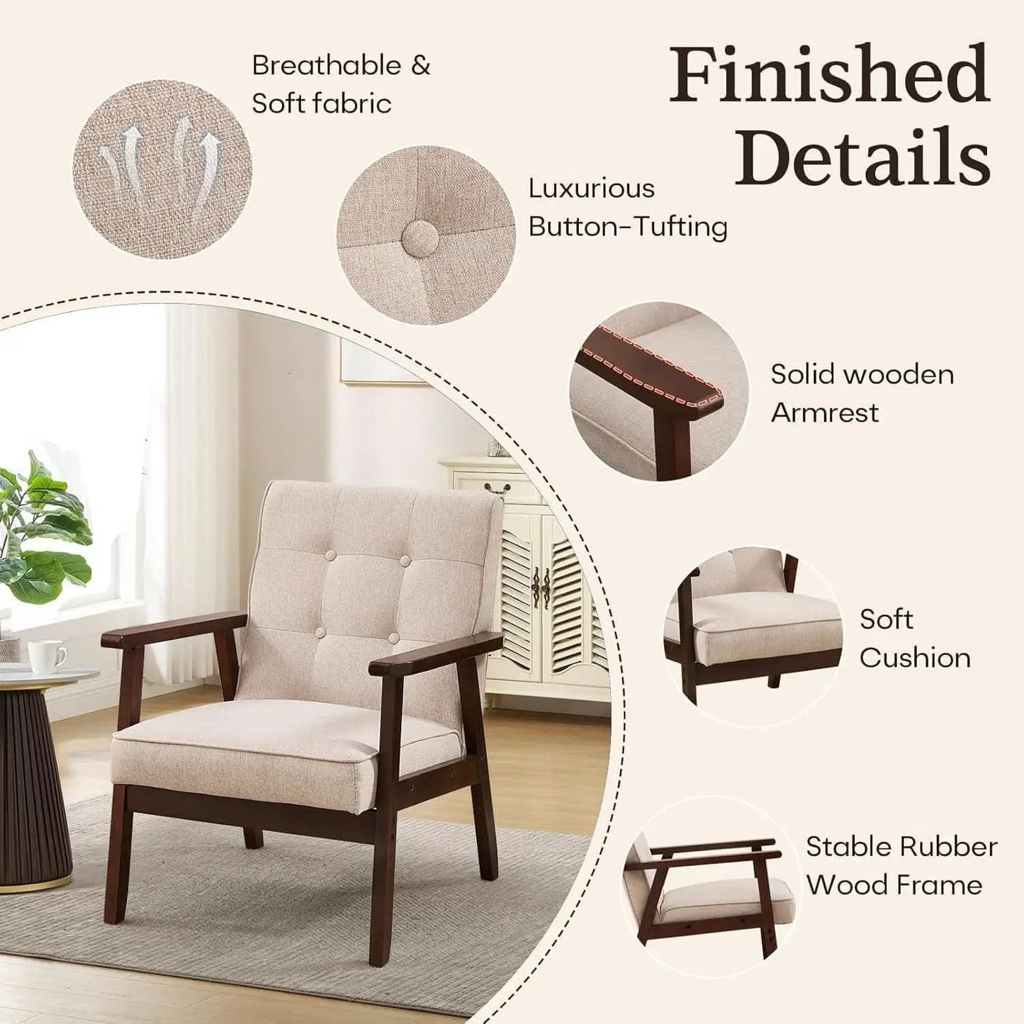 Mid-Century Fabric Upholstered Armchair Set Of Two from PriceLows™