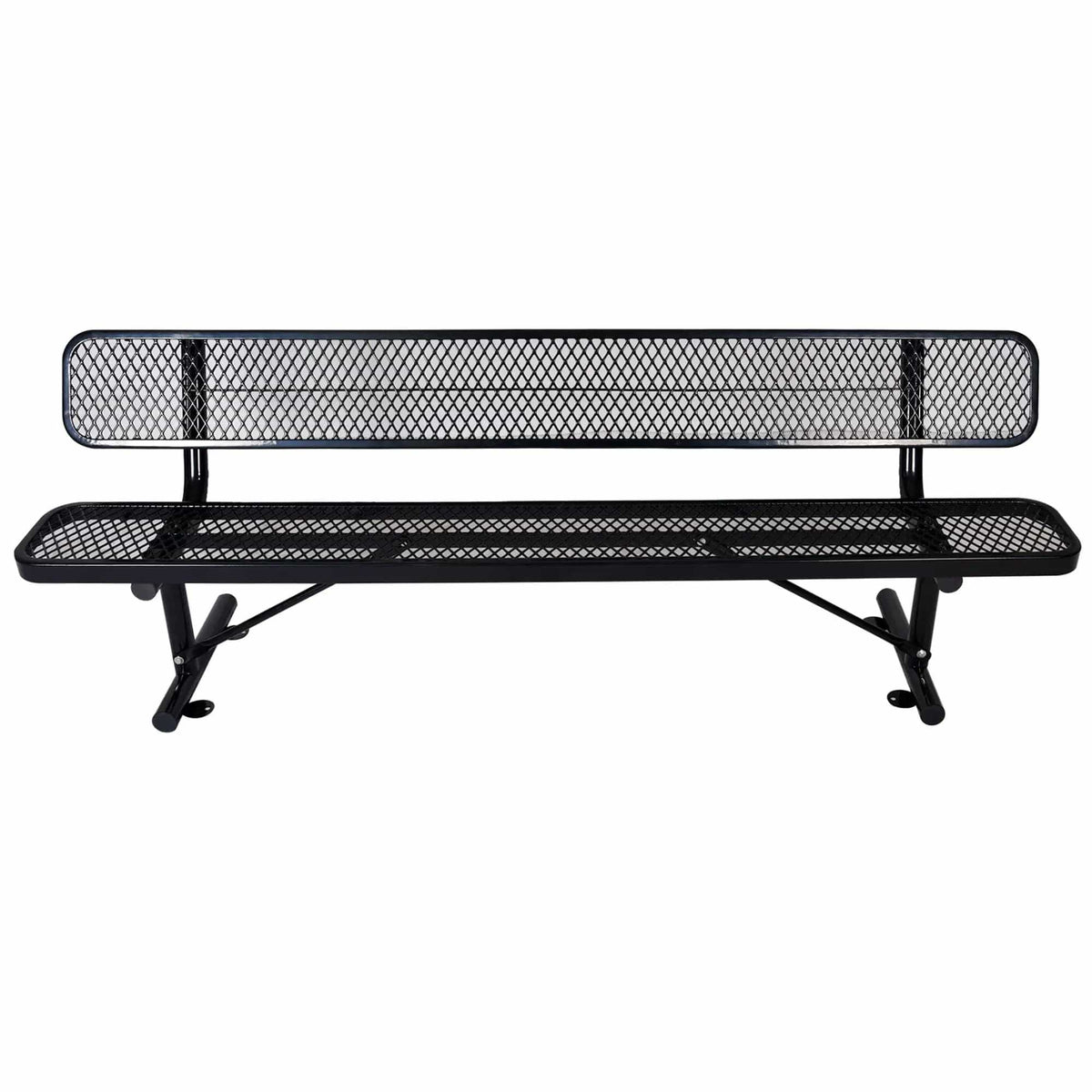 6' Outdoor Steel Bench With Backrest | 5 Pieces | Steel | Outdoor Living