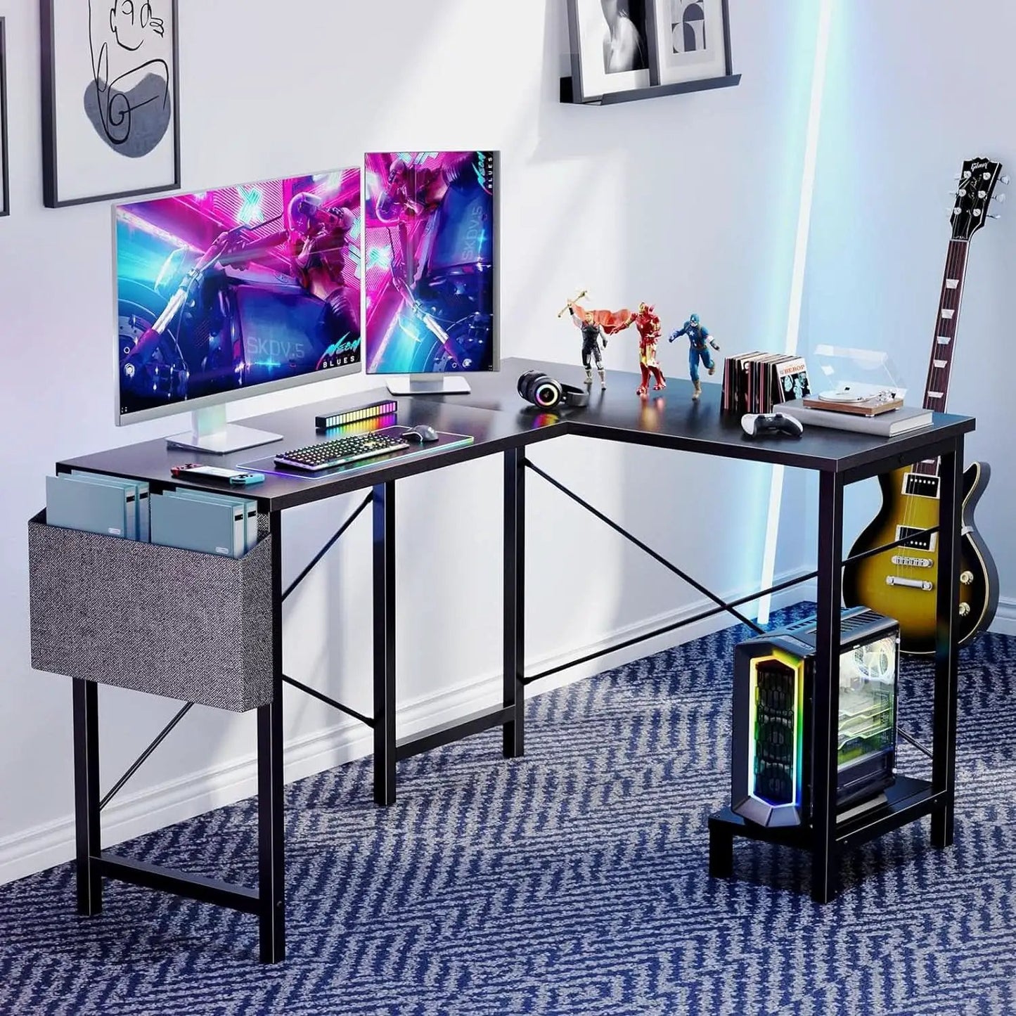 L Shaped Computer Desk 50 Inch Black Corner Home Office from PriceLows™