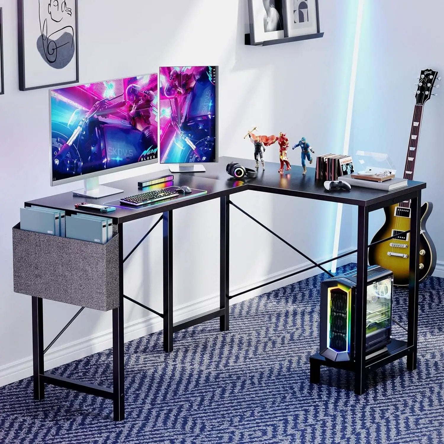 L Shaped Computer Desk 50 Inch Black Corner Home Office from PriceLows™