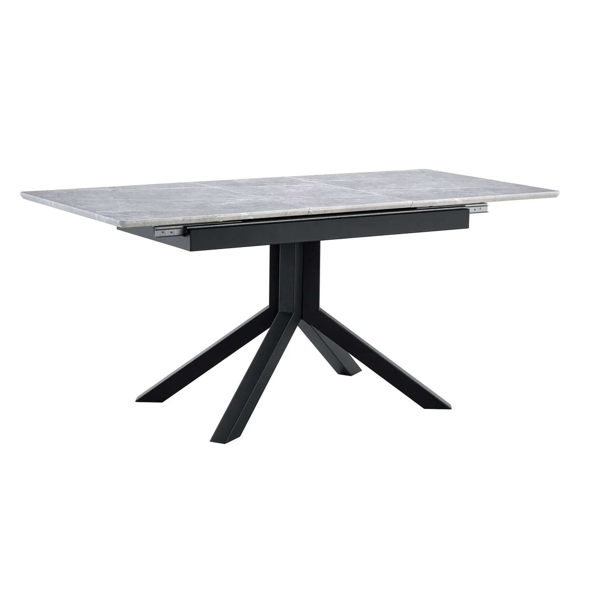 Rectangular Dining Table With Geometric Legs For Dining Room - | 67.01 x 31.6 x 29.9 in | Iron & Metal | Light Gray