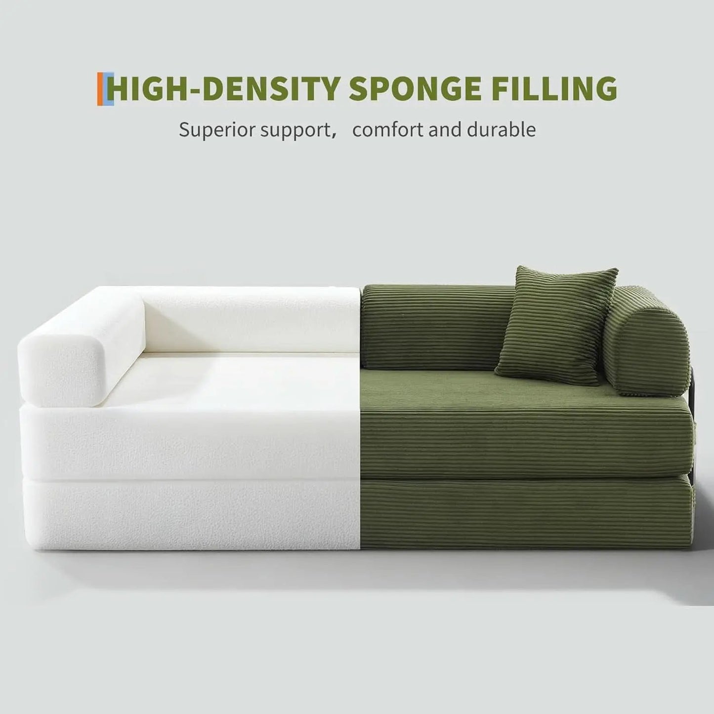 Corduroy Green 79 Inches Inter changeable Plus Sofa Bed from PriceLows™