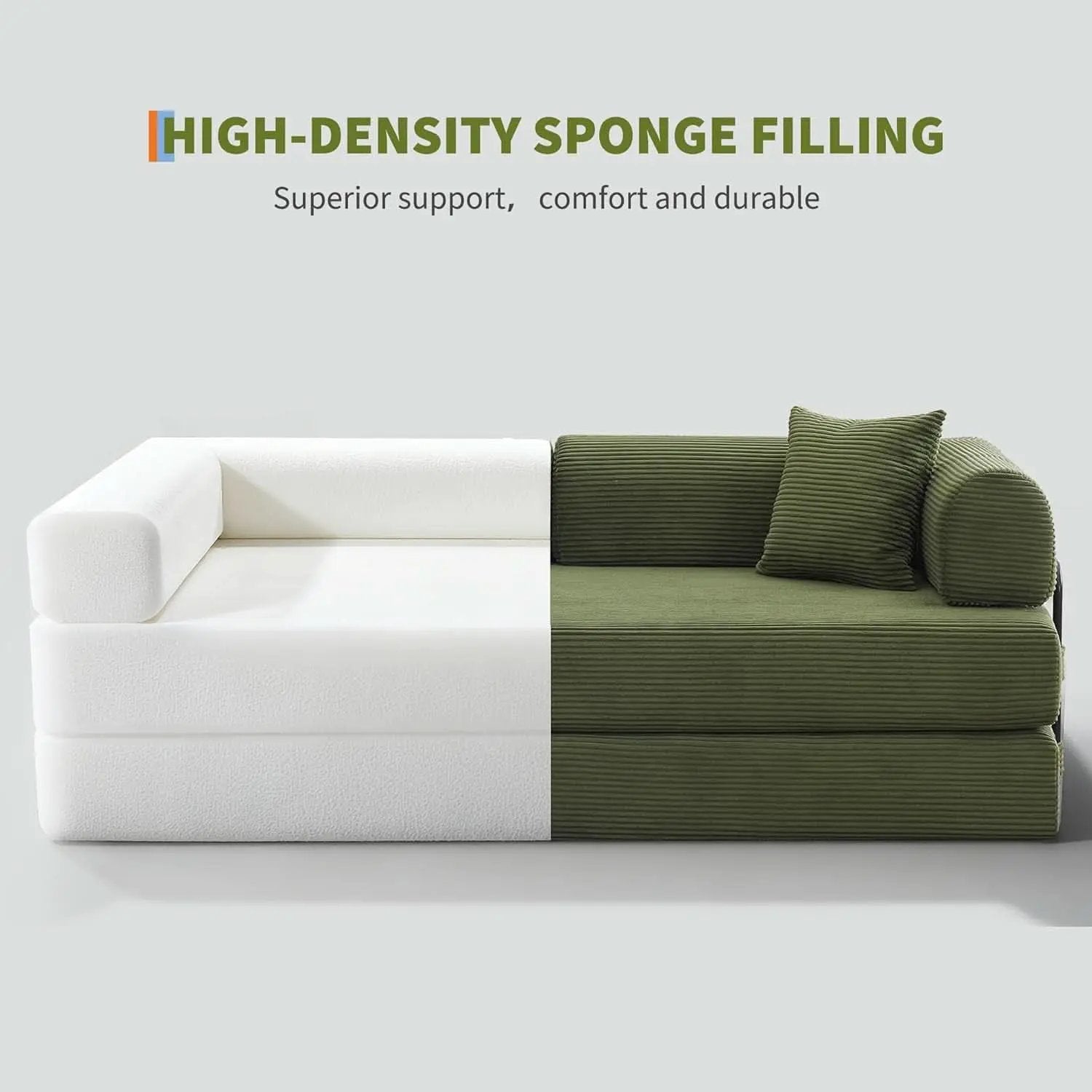 Corduroy Green 79 Inches Inter changeable Plus Sofa Bed from PriceLows™