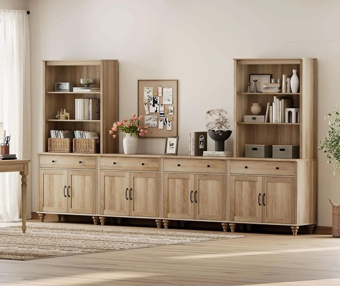 Oak Farmhouse Entertainment Center For TVs Up To 75 Inches from PriceLows™