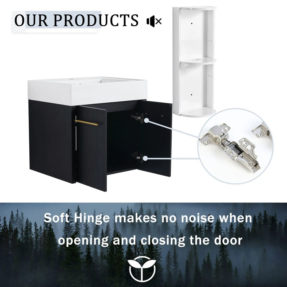 Modern Wall Mounted Bathroom Vanity With Resin Sink And Storage Rack | 2 Pieces | Stainless Steel & Plywood | Bathroom