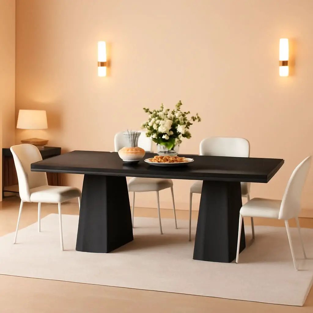 Wooden Dining Table for 6 with Heavy Duty Legs Black from PriceLows™