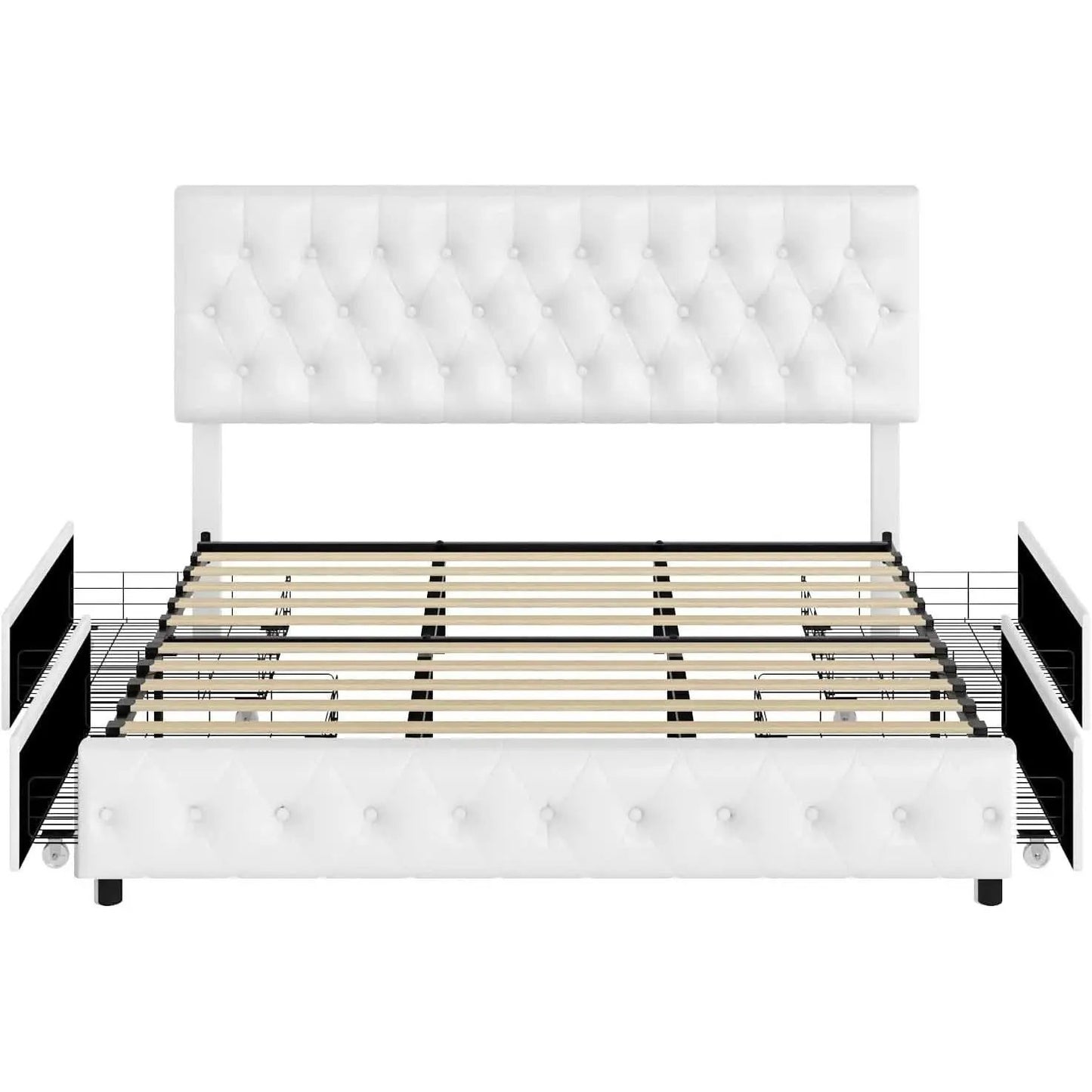 Queen Upholstered Bed Frame With Under Bed Drawers from PriceLows™