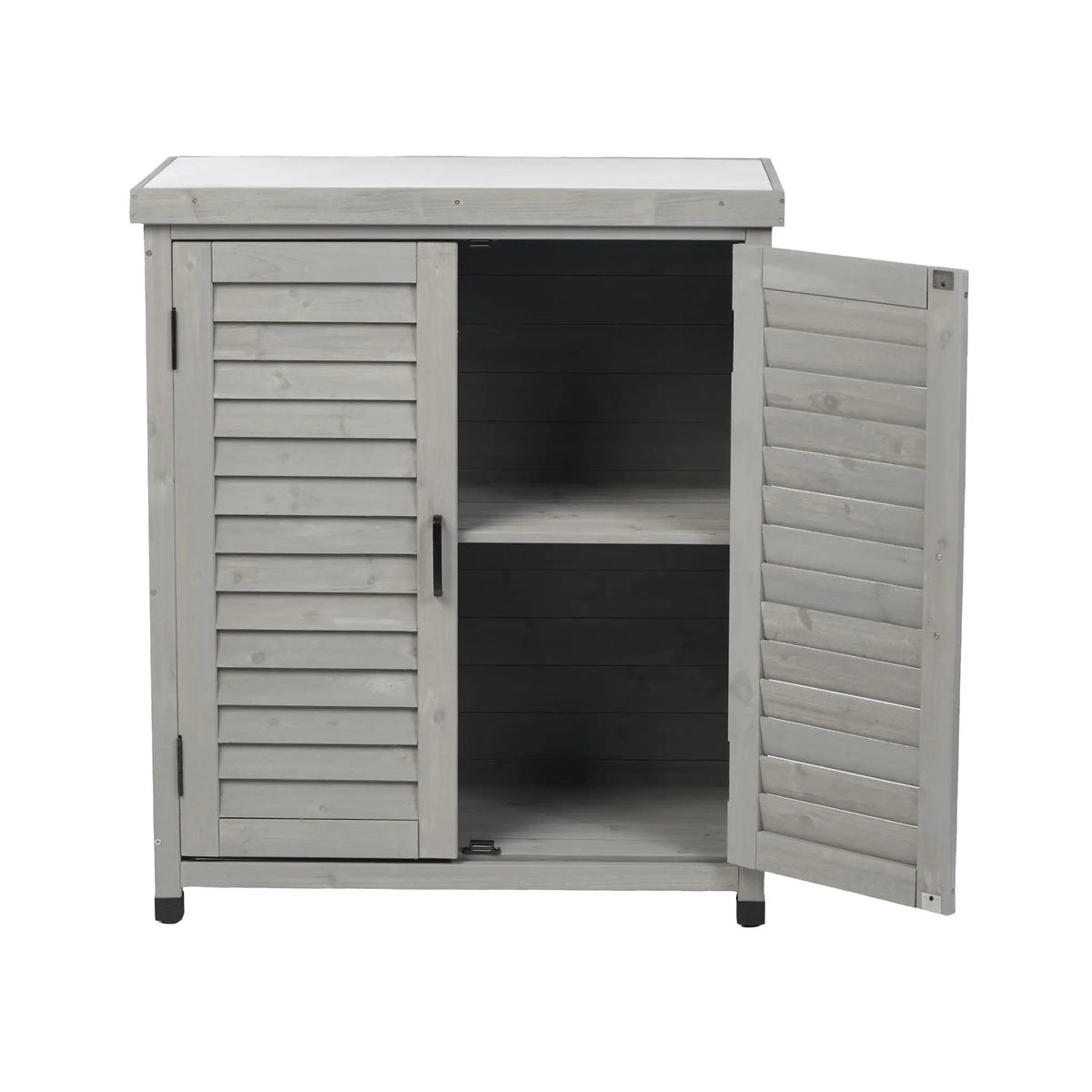 Outdoor Potting Bench | Storage Cabinet | Metal Table Top | Hemlock Wood Construction