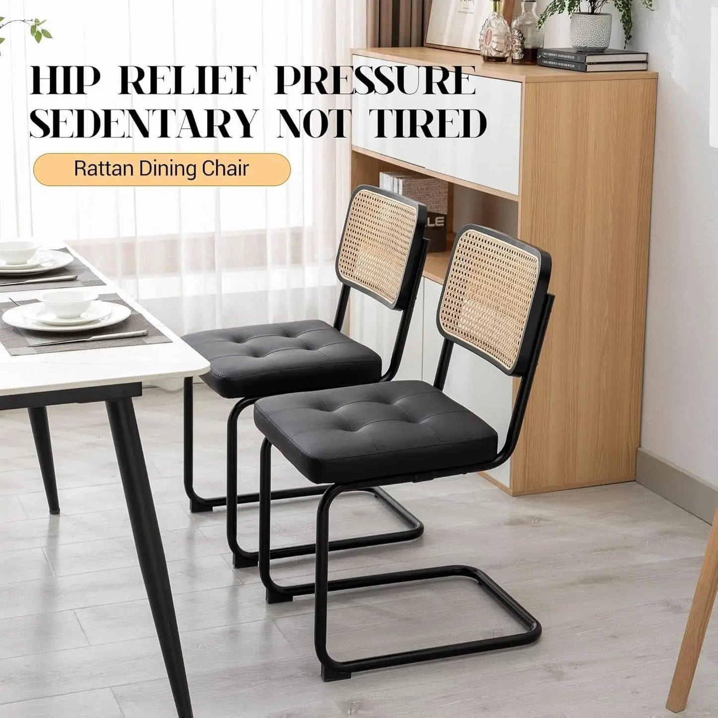 Mid Century Upholstered Cantilever Dining Chairs Black from PriceLows™