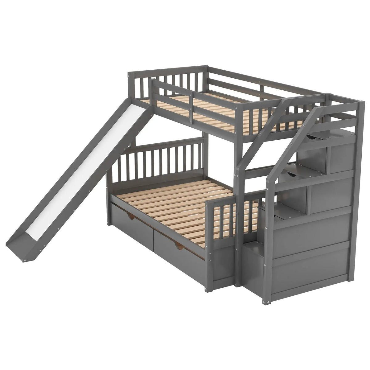 Bunk Bed | Storage Staircase | Slide | Desk With Drawers