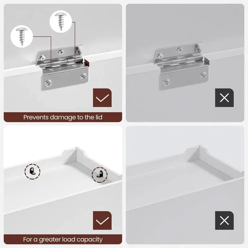 Cloud White LargeCapacity Storage Bench Hinges Chest from PriceLows™