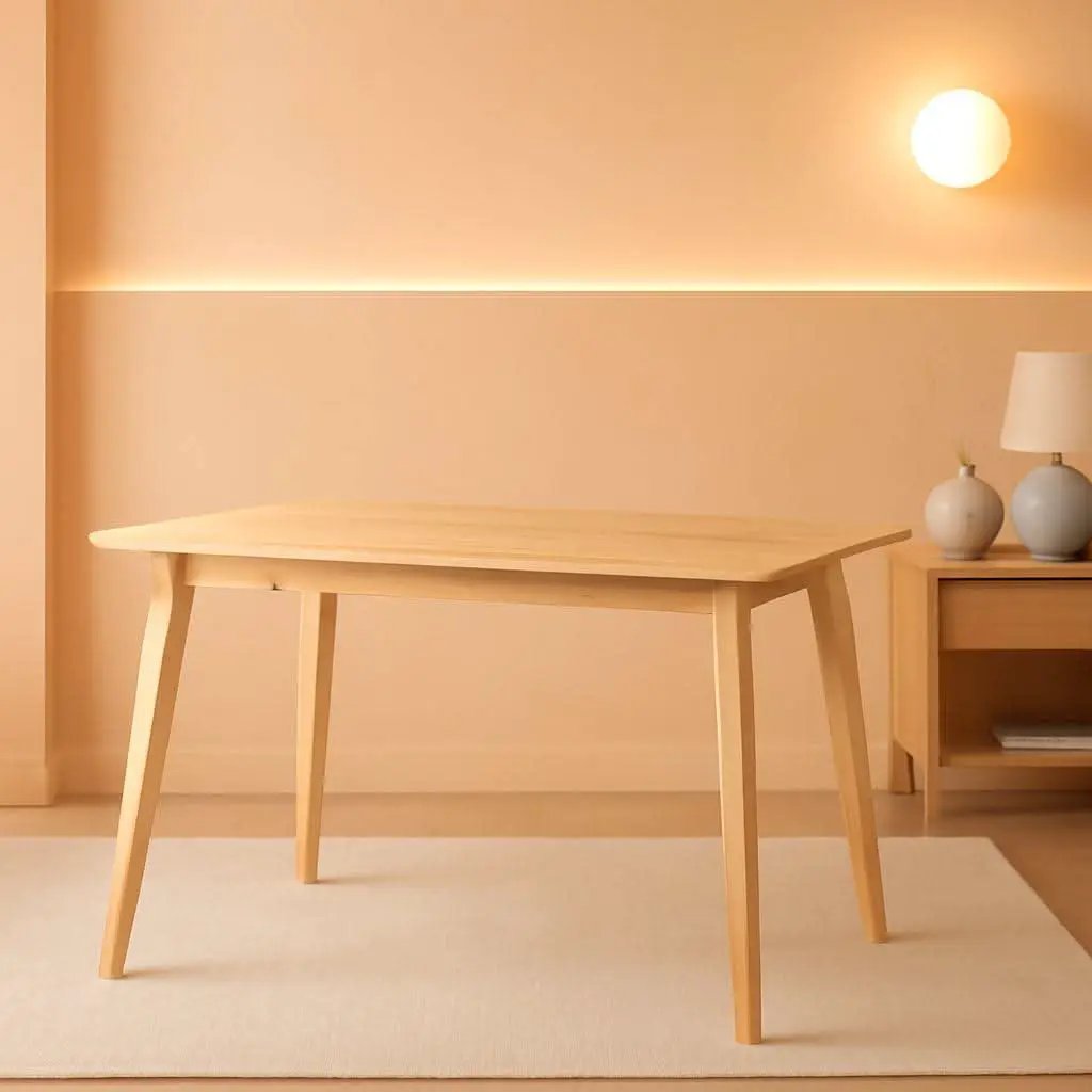 FSC Certified Solid Wood Rectangular Dining Table Seats Four Natural Finish from PriceLows™