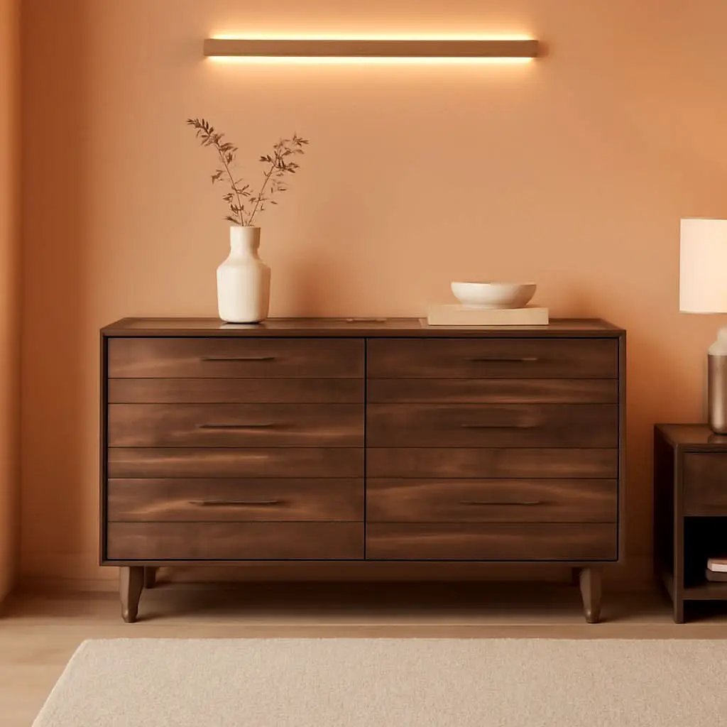 Calverson Six Drawer Dresser Dark Brown Goldtone Pulls from PriceLows™