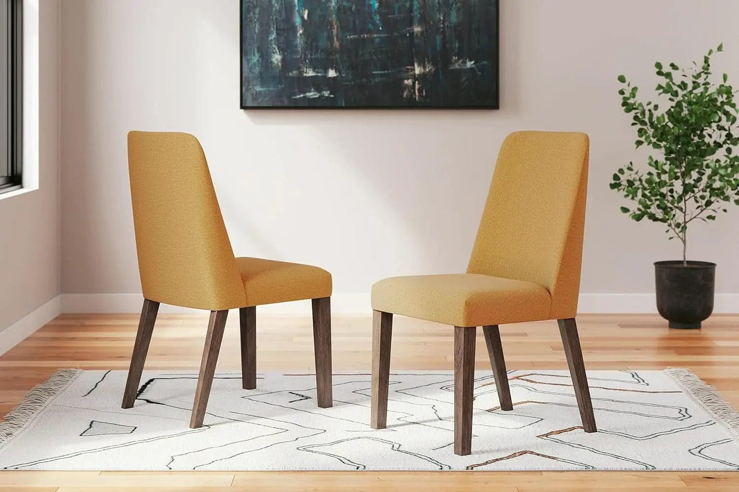 Lyncott Upholstered Dining Chair Yellow And Brown Foam Cushion from PriceLows™