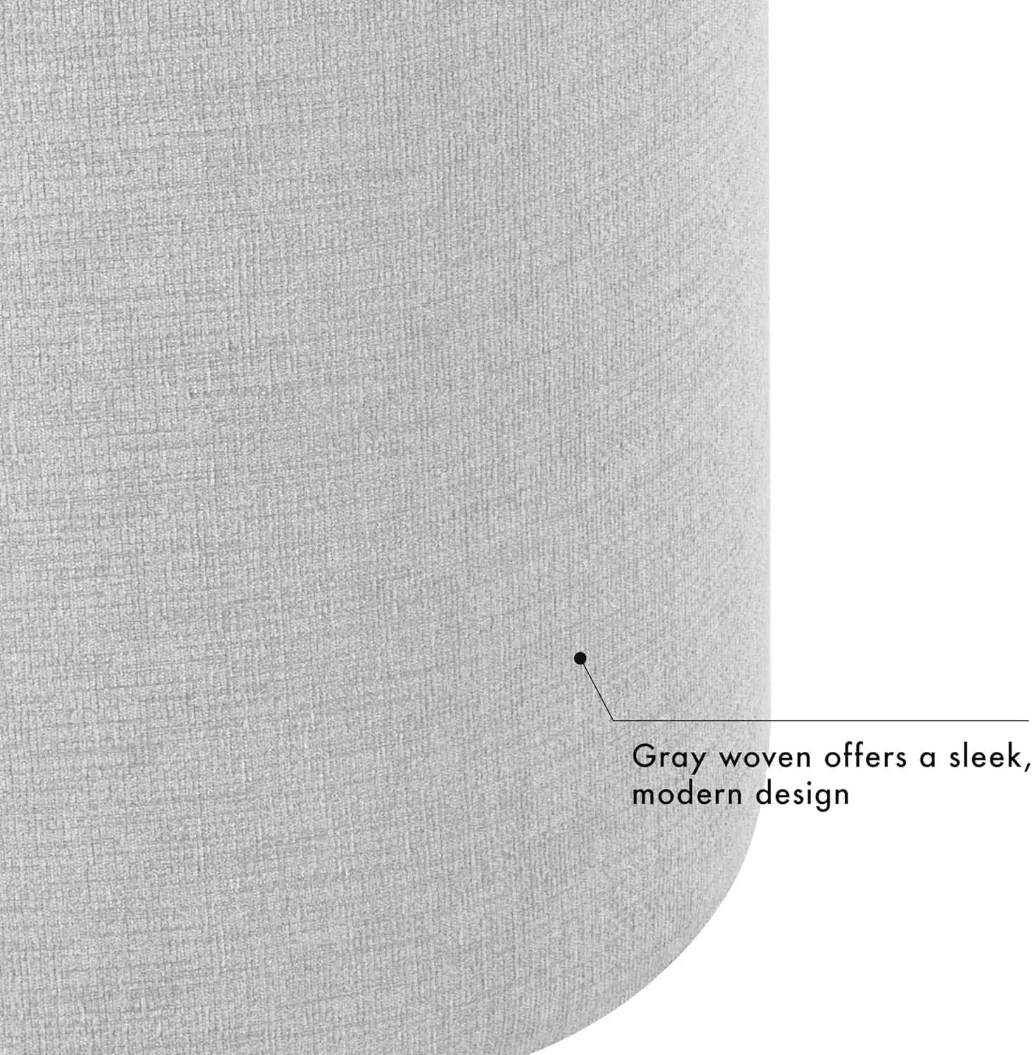 Storage Ottoman 18 Inch Wood Top Gray Textured Fabric from PriceLows™