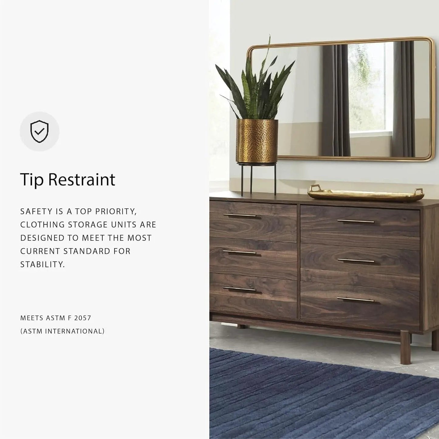 Calverson Six Drawer Dresser Dark Brown Goldtone Pulls from PriceLows™