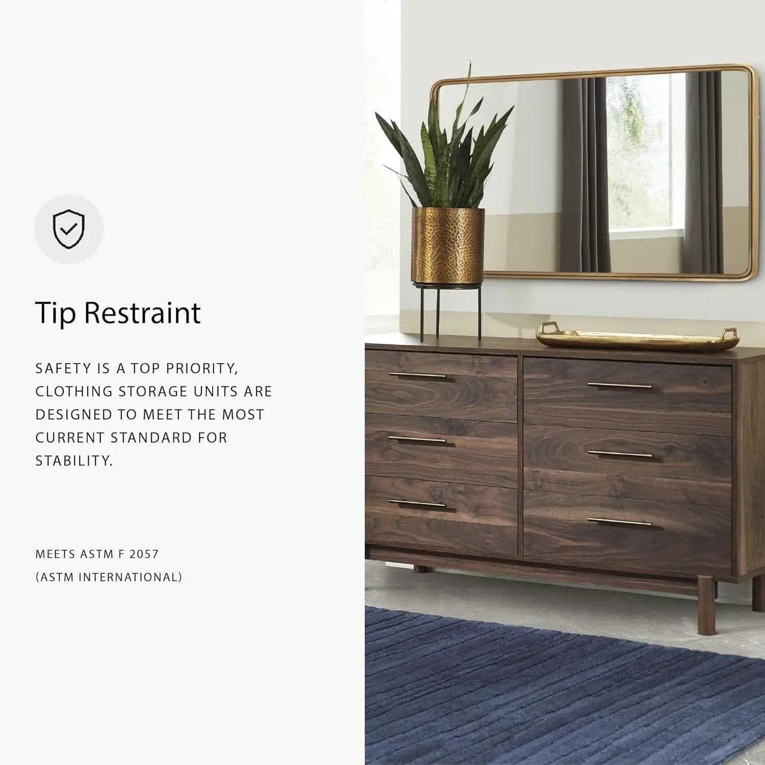Calverson Six Drawer Dresser Dark Brown Goldtone Pulls from PriceLows™
