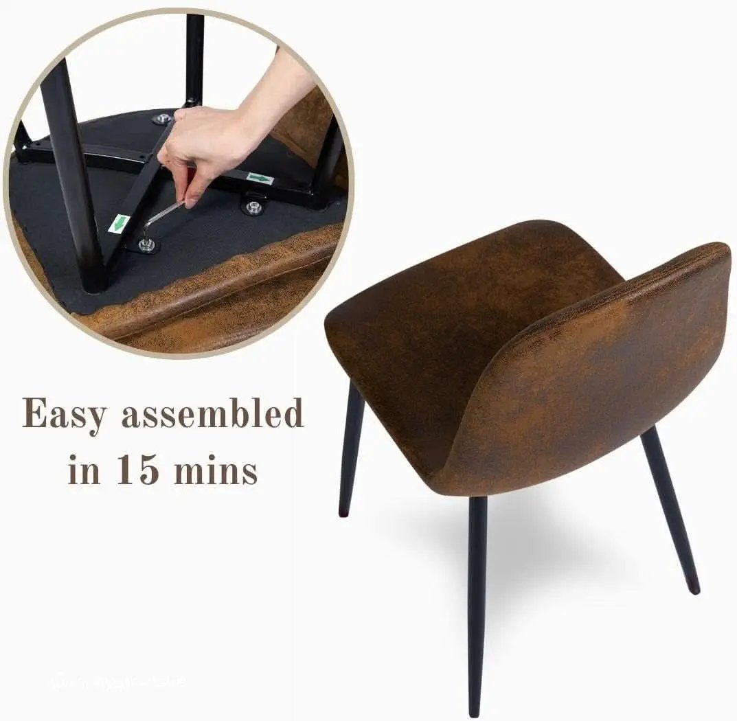 Mid Century Modern Upholstered Dining Chairs, Brown from PriceLows™