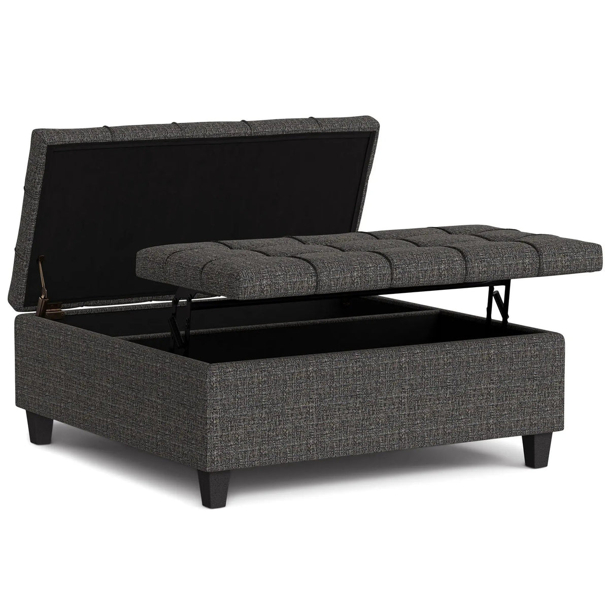 Coffee Table Storage Ottoman | Lift Top Hinge | Solid Wood Base | Large Square