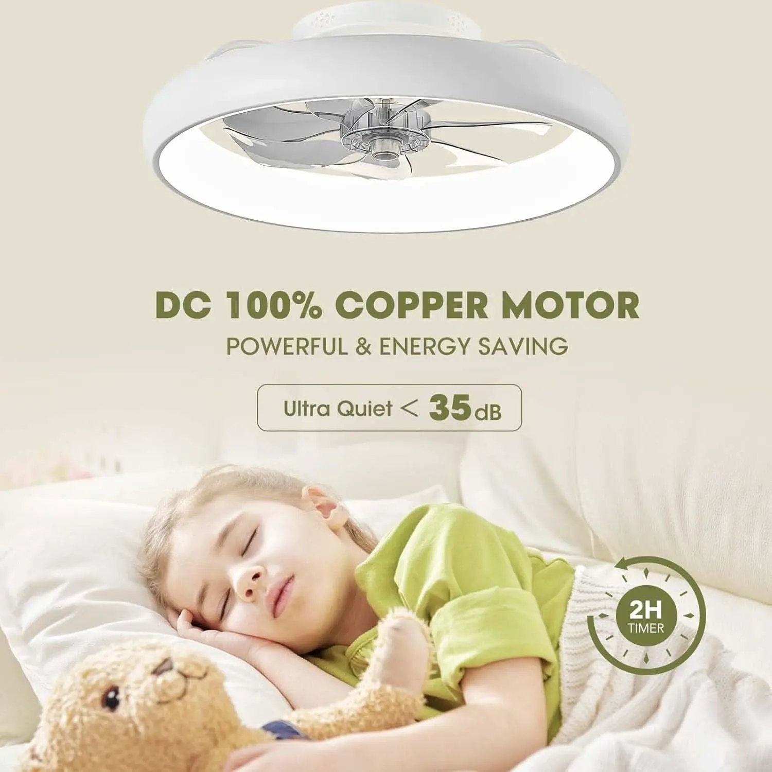 20 Inch Flush Mount Ceiling Fan With Smart Control from PriceLows™