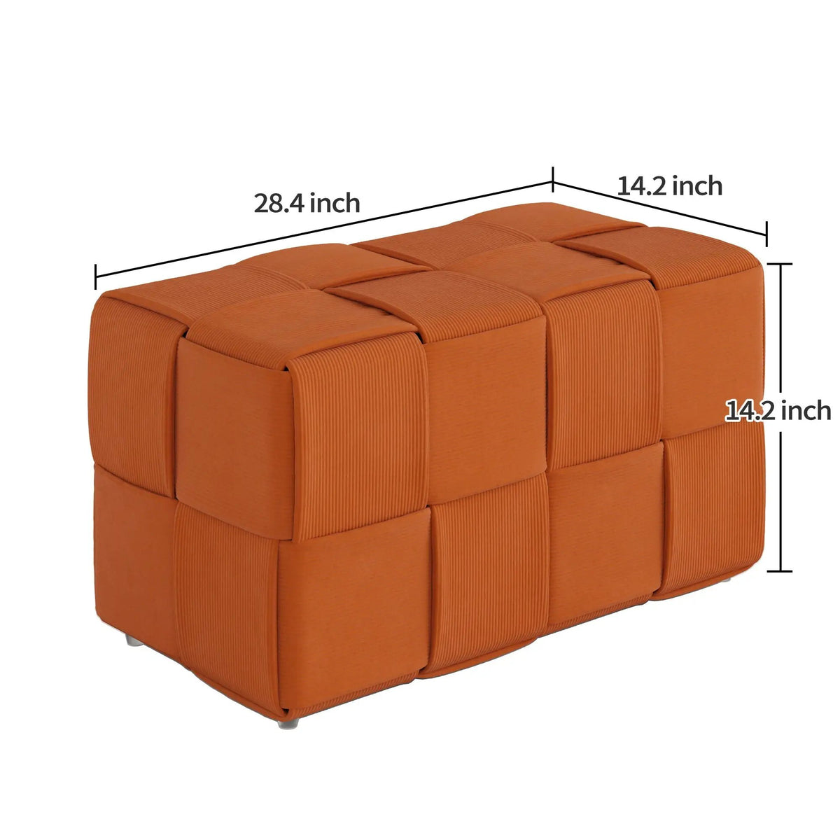Modern Ottoman Foot Rest | Woven Design | Engineered Wood Frame | 14.2 Inch Cube